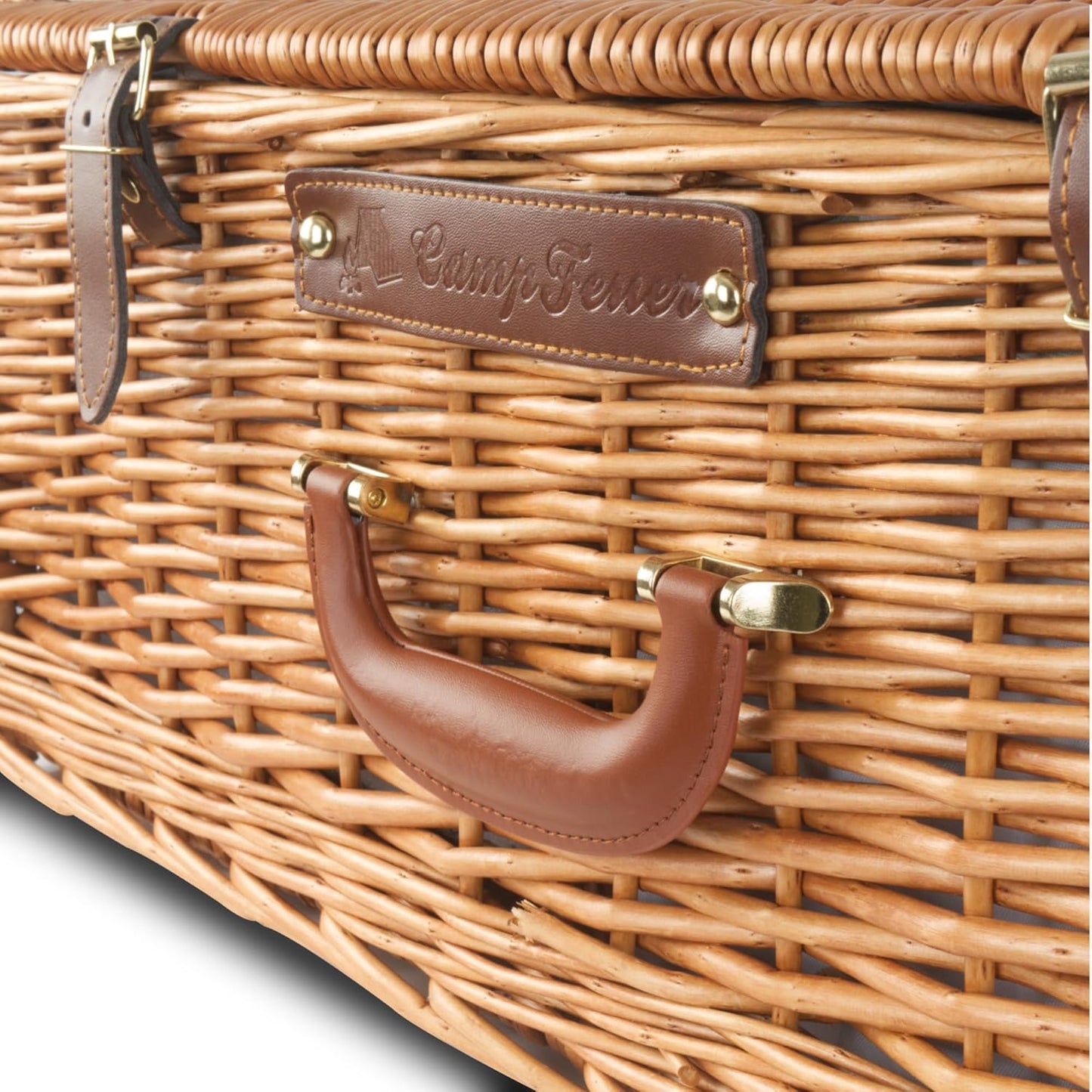 Picknickkorb für 4 Personen mit 29-teiligem Geschirr-Set, Braun