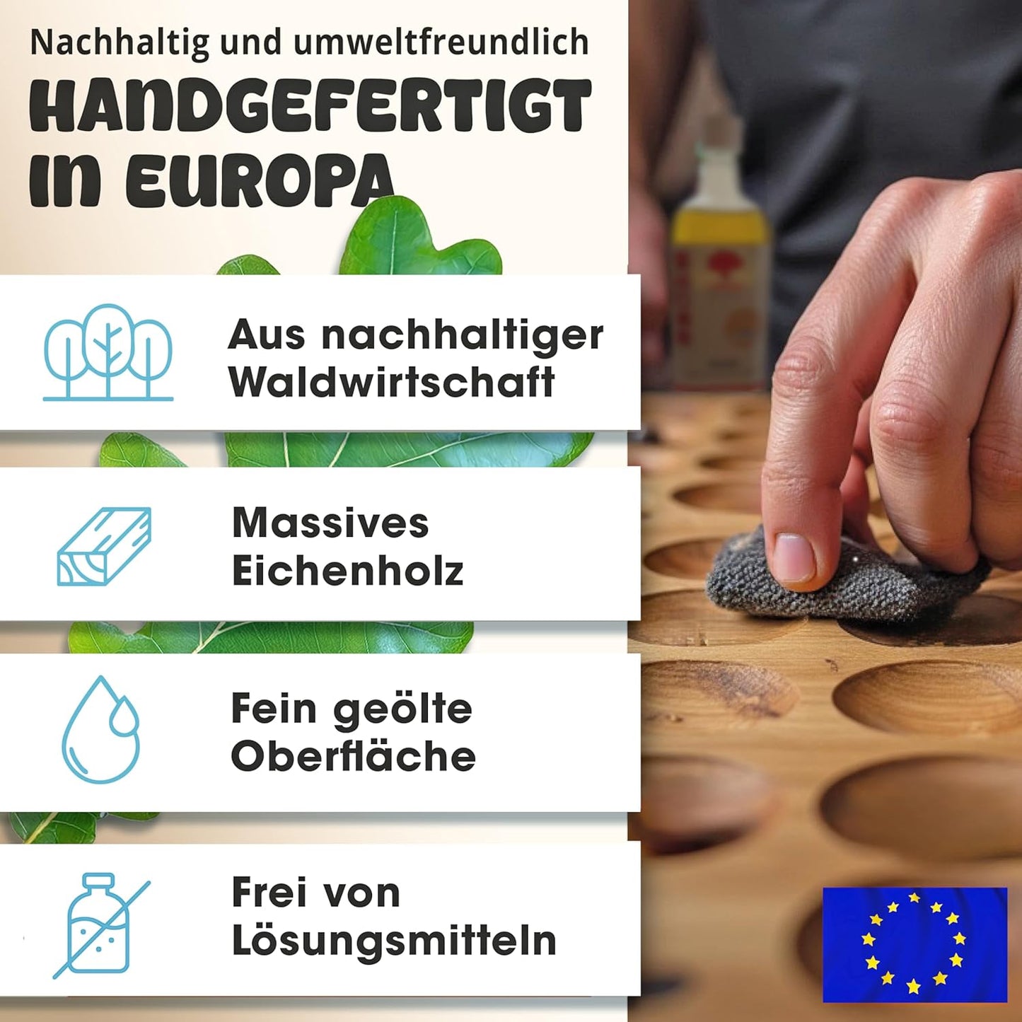 Steinchenspiel Kalaha, Eichenholz