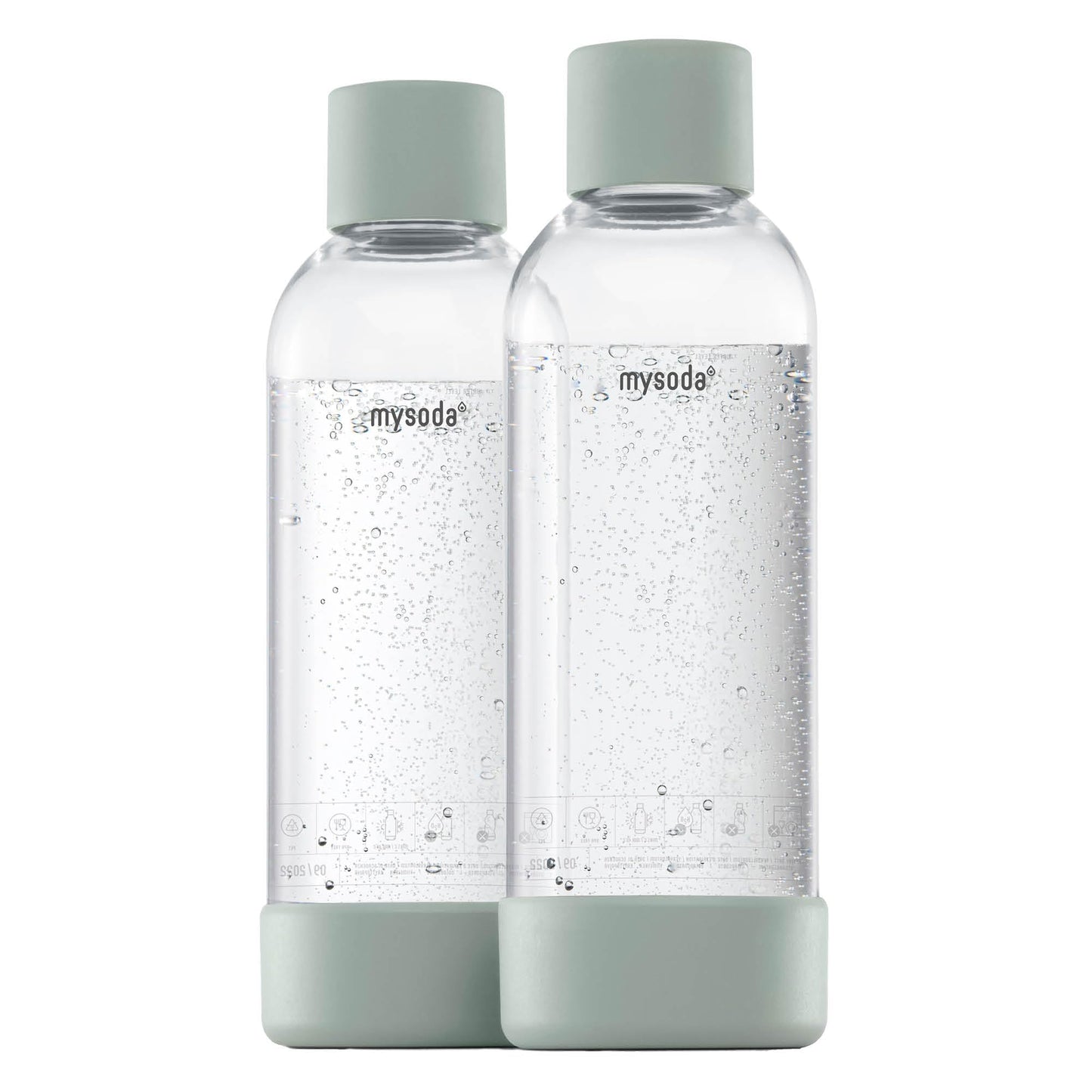 2-teiliges Wasserflaschen-Set für Wassersprudler, Salbeigrün 1000 ml