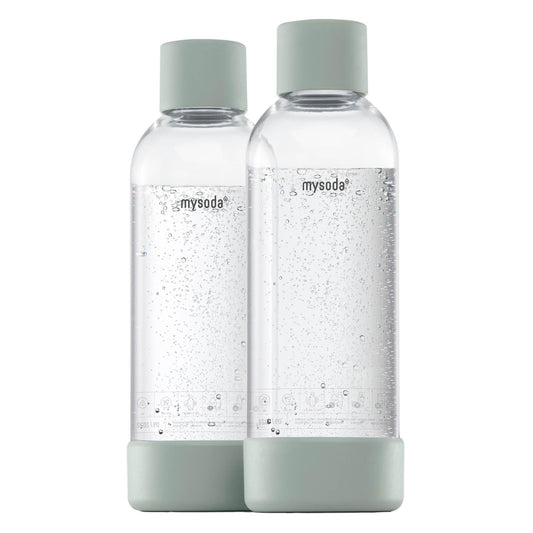 2-teiliges Wasserflaschen-Set für Wassersprudler, Salbeigrün 1000 ml