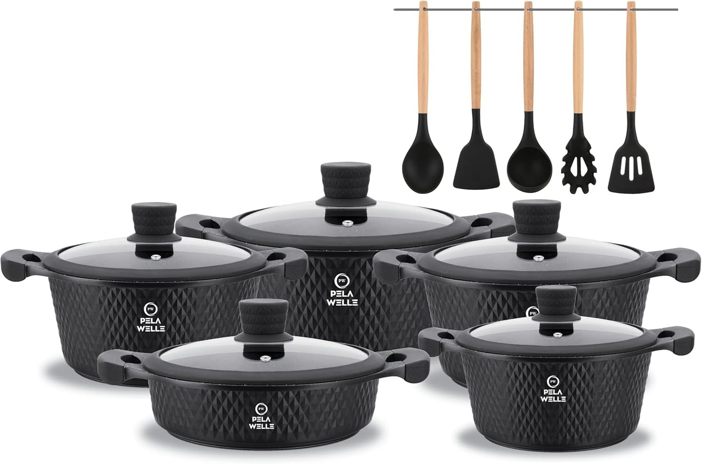 Keramik-Topfset Induktion (15-teilig) inkl. Küchenhelfer