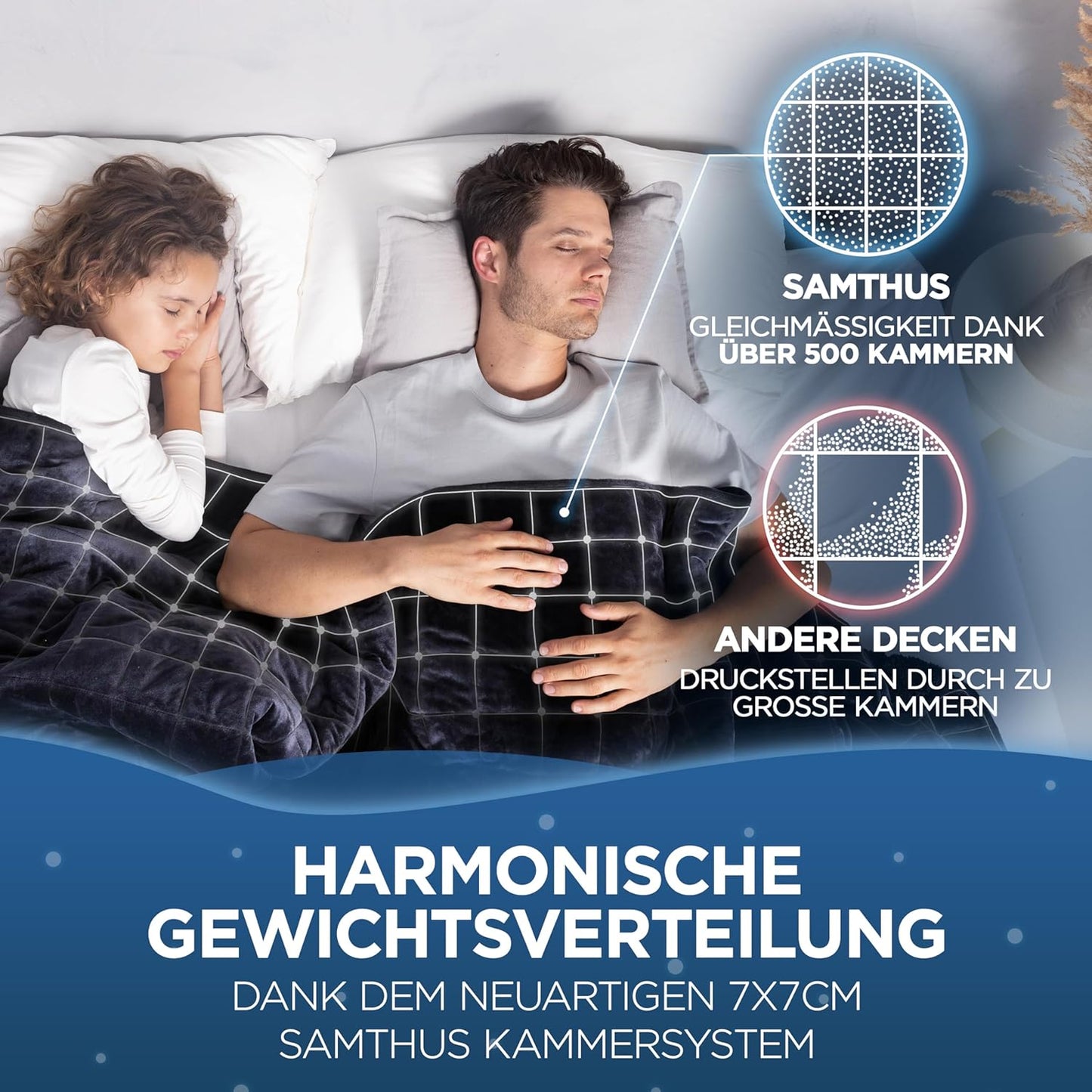 Gewichtsdecke 135x200cm Therapiedecke 3kg, Schwarz 3.0 Kilogramm