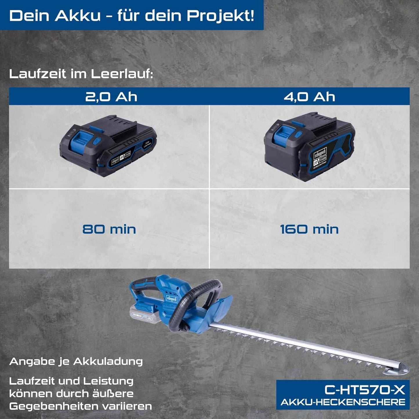 Akku-Heckenschere C-HT570-X, mit 2Ah Akku & Ladegerät