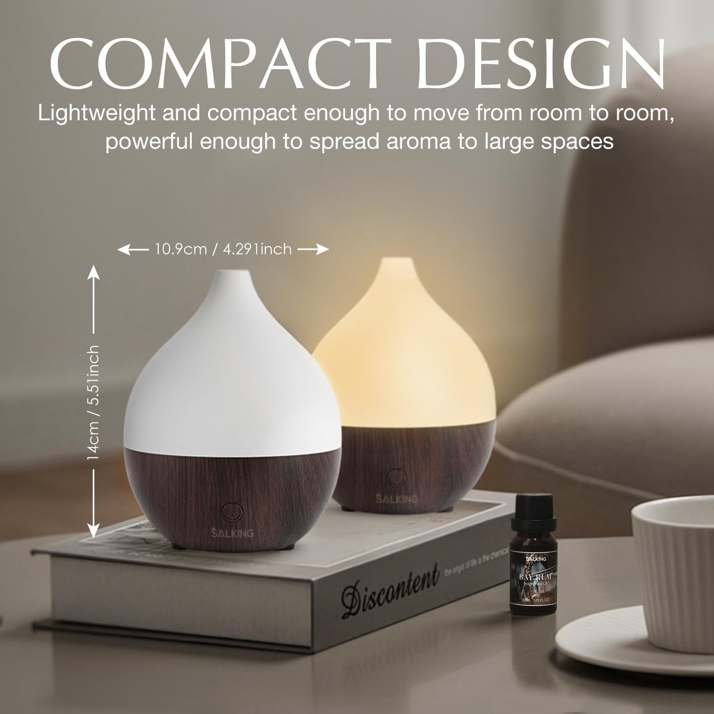 Aroma Diffuser, 2 Stück, Schwarz Holzmaserung-2er