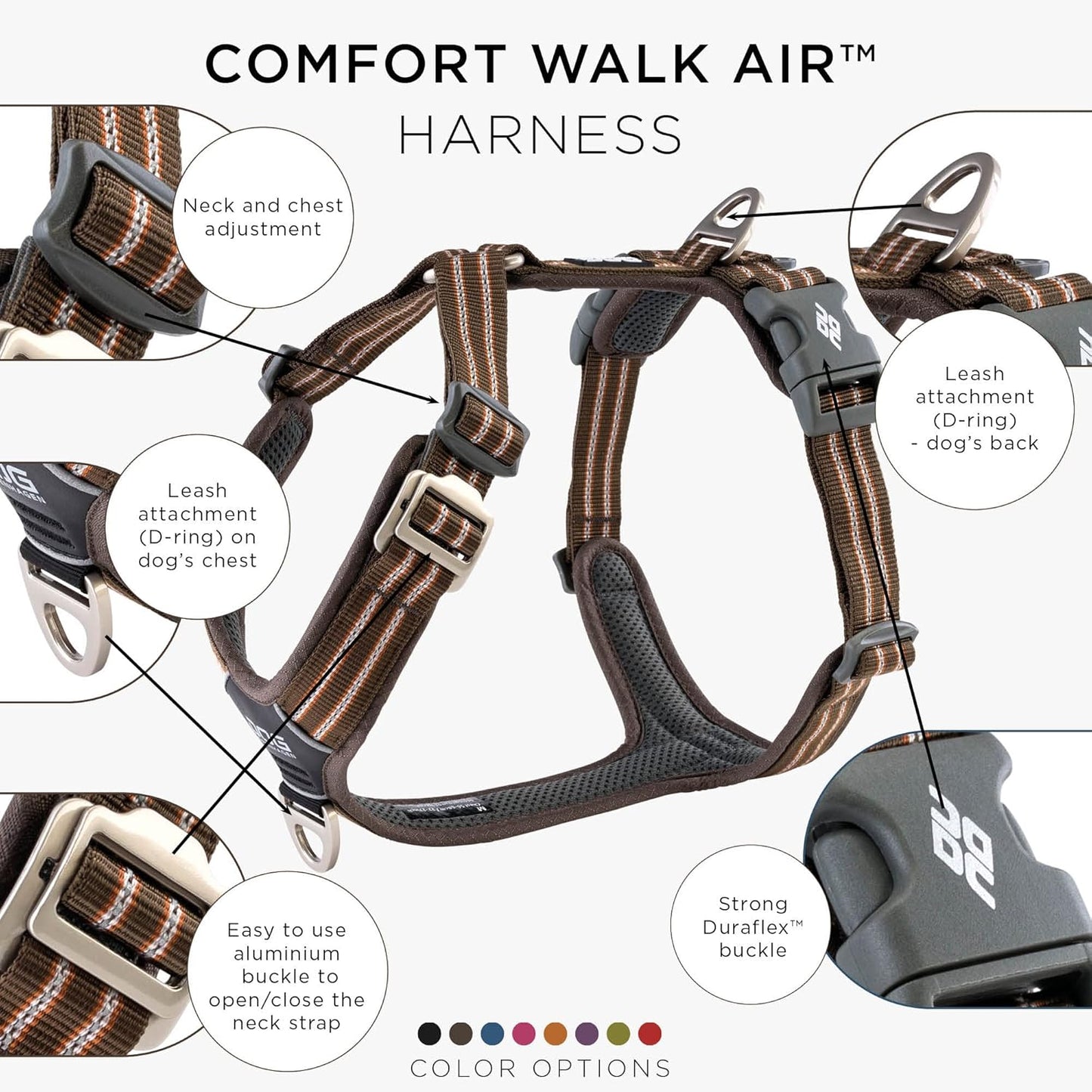 Comfort Walk Air Hundegeschirr, Mocca XS
