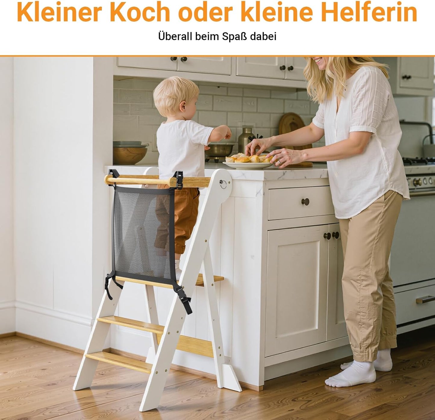 Klappbarer Lernturm, L Weiss & Natur