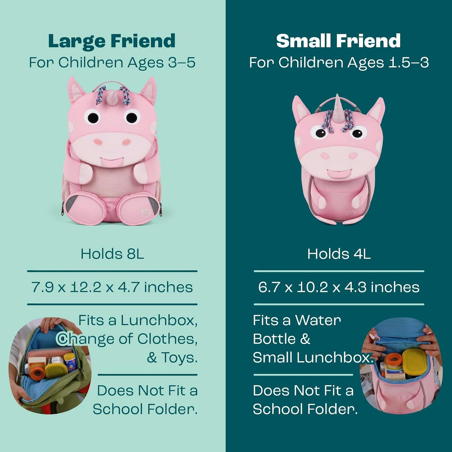 Ergonomischer Kindergartenrucksack Kleiner Freund, Einheitsgrösse Einhorn - Rosa