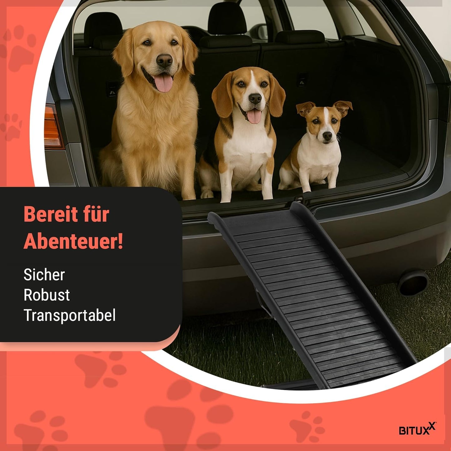 Klappbare Hunderampe für Hunde bis 90 kg