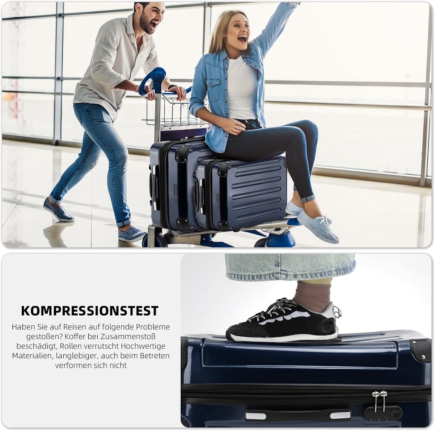 2048 Zwillingsrollen Hartschalenkoffer mit Dehnfuge, Dunkel Blau L