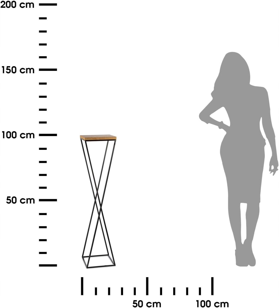 Pflanzenständer, 100 cm Eiche - Schwarz
