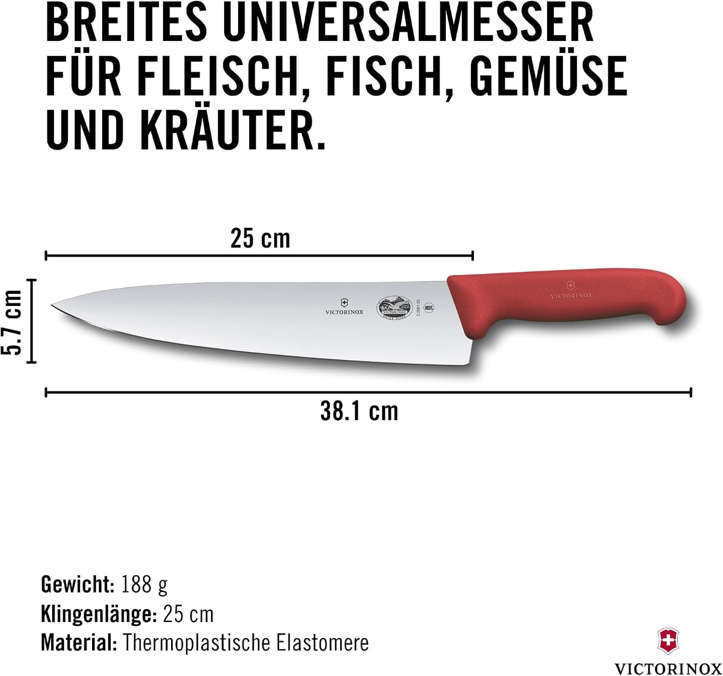Fibrox Universalmesser mit breiter Klinge, Rot