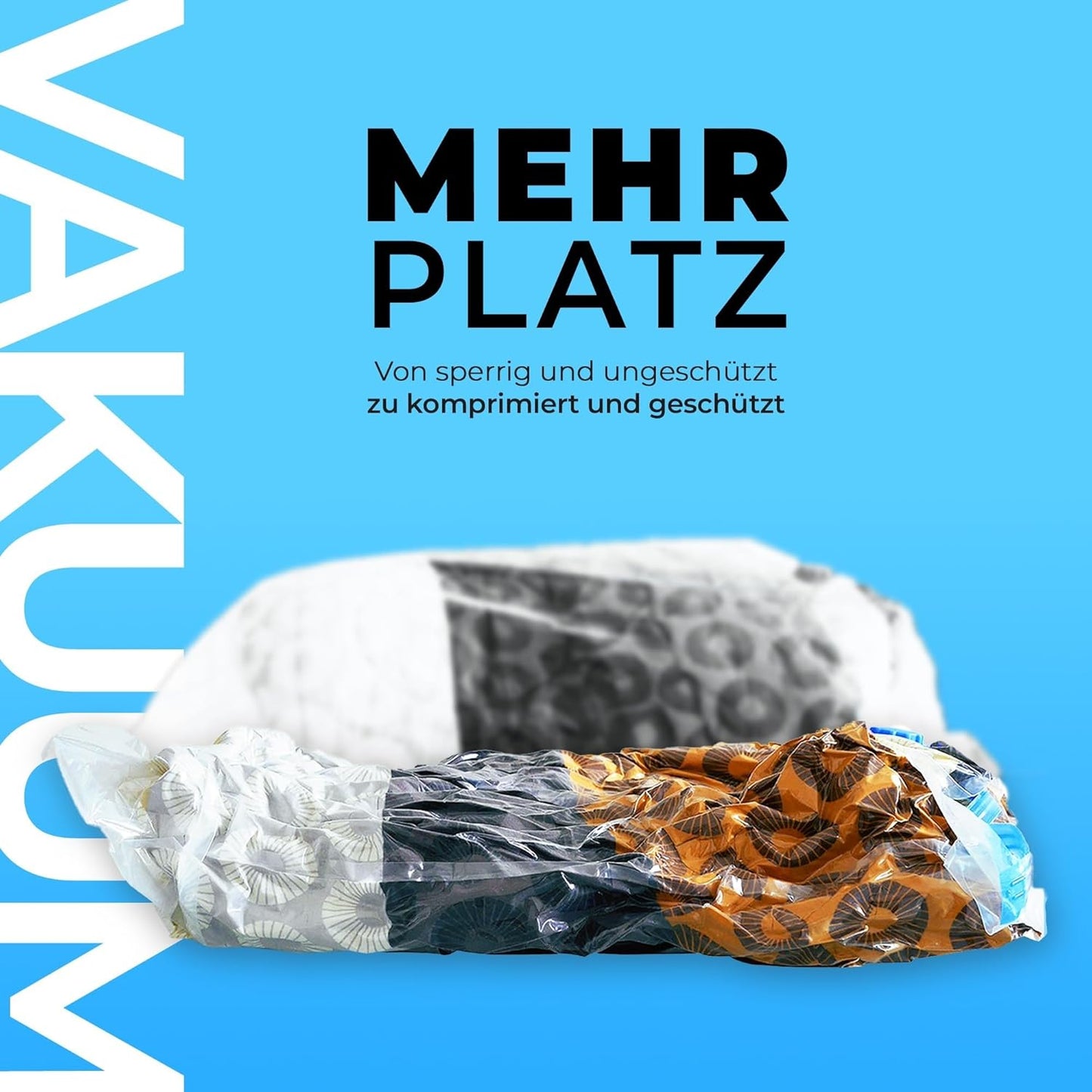 XXL Vakuumbeutel-Set für Kleidung & Bettdecken (6 Stück), 100x80cm - XXL (80µ)