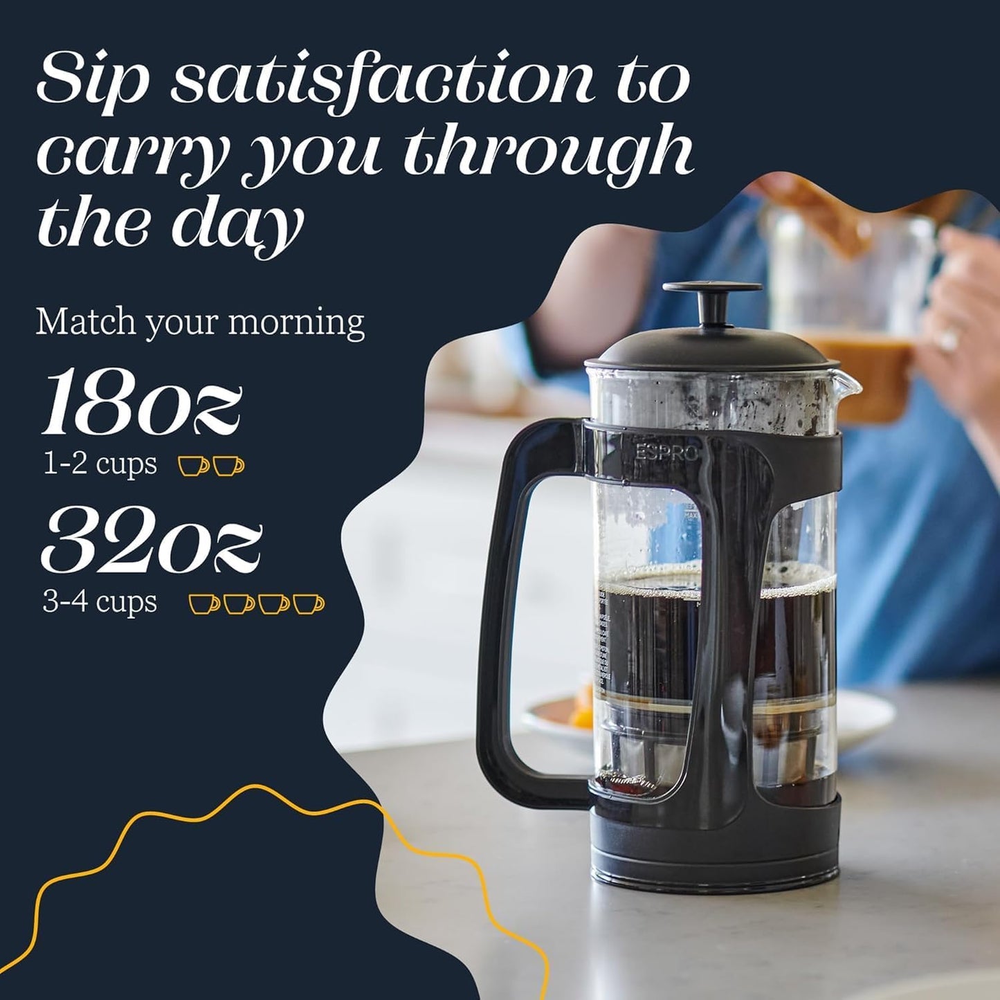 P3 French Press Kaffeebereiter, 18 Unzen