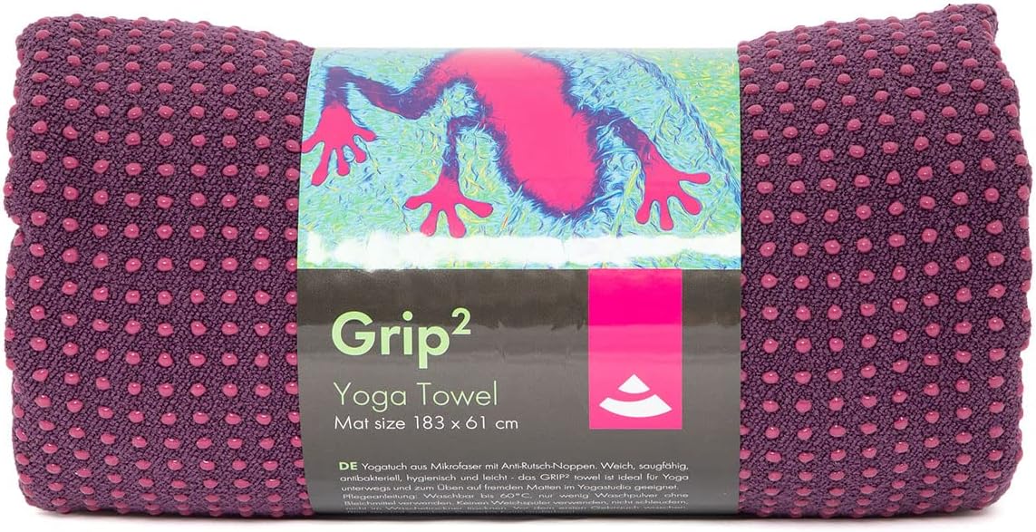 GRIP2 Yoga-Handtuch mit Anrtirutsch-Noppen, Aubergine/Lila
