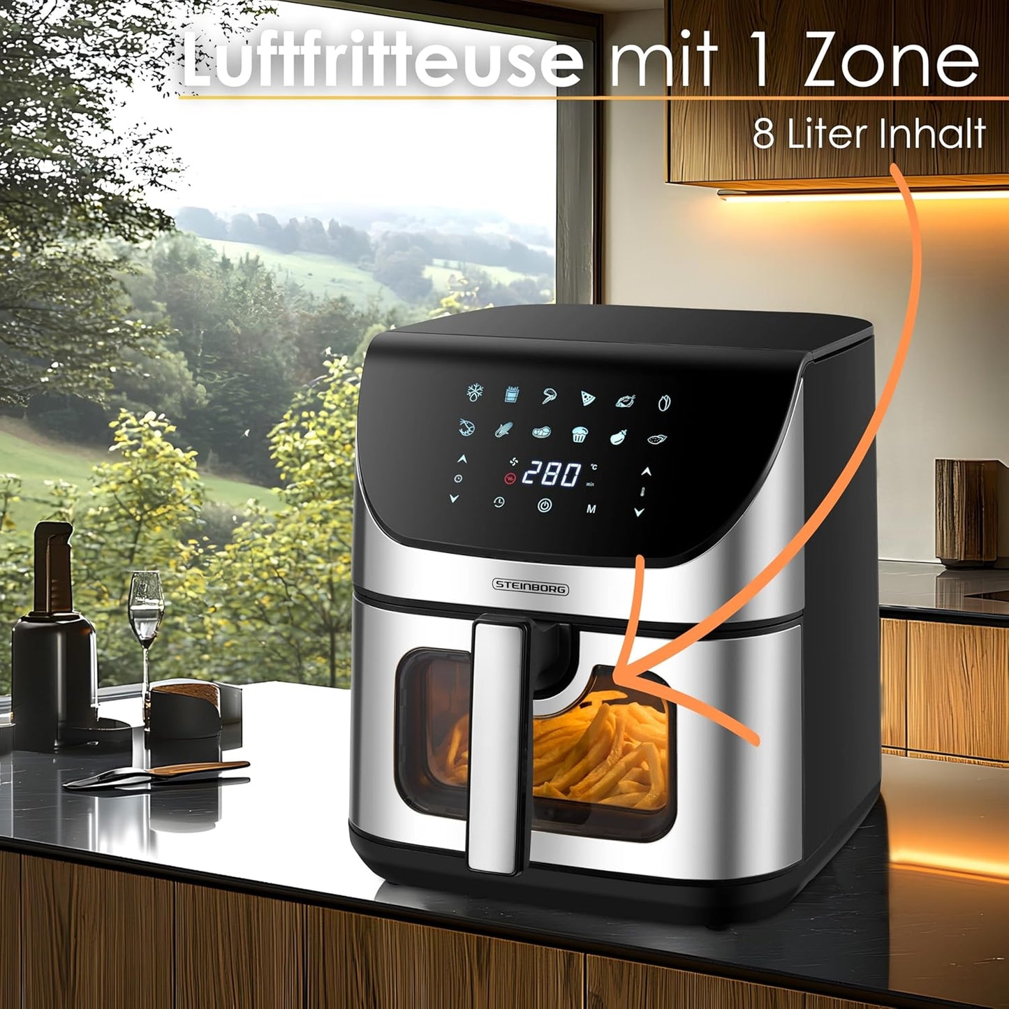 4-in-1 Heissluftfritteuse 8L