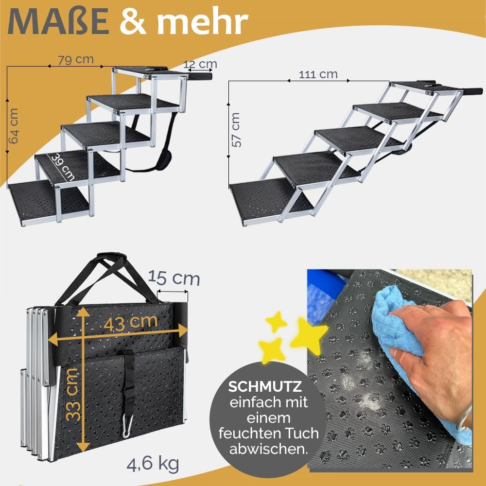 Klappbare Hundetreppe, Modell 04 - 5 Stufen