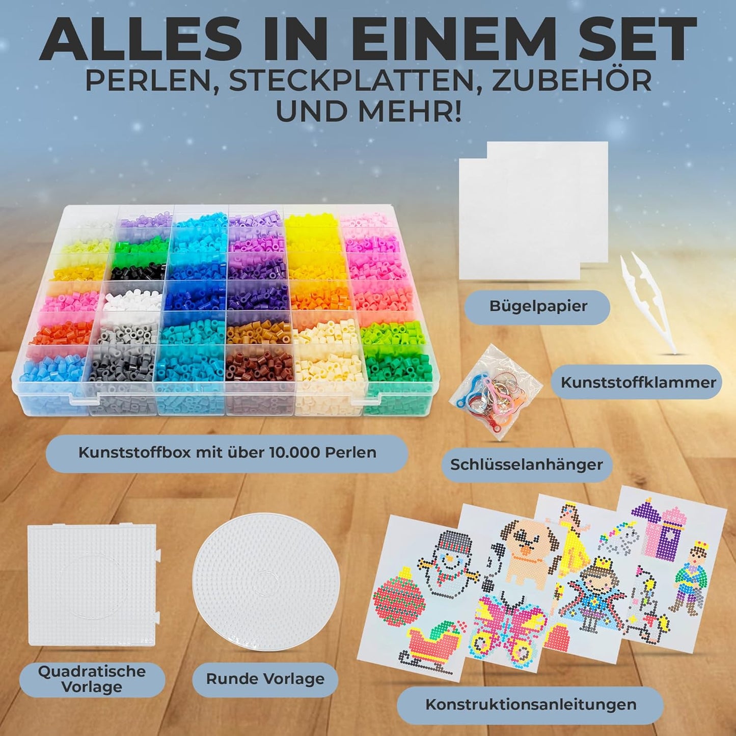 Bügelperlen-Set mit 50 Vorlagen