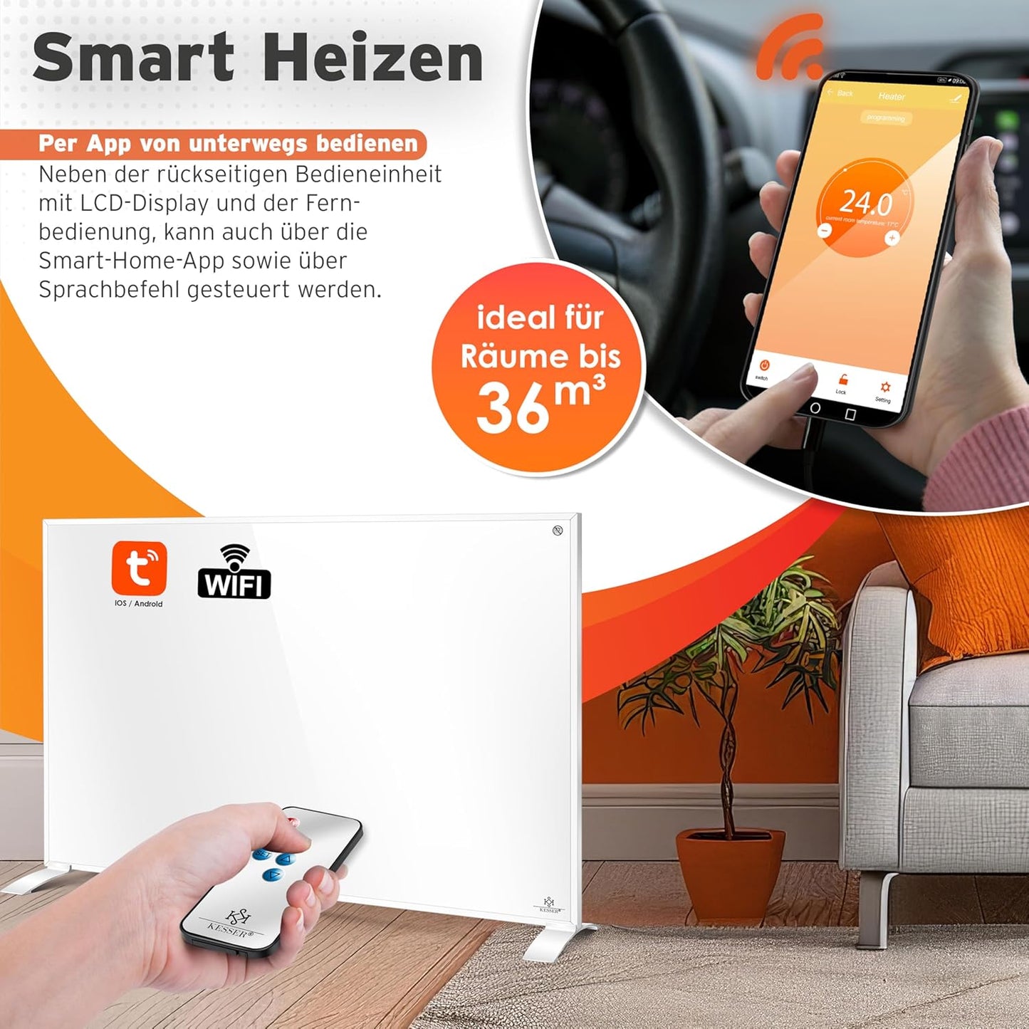 Infrarotheizung mit Fernbedienung, 550W