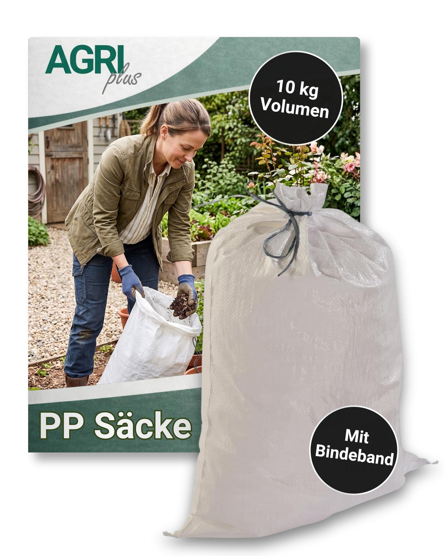 100er-Pack Bändchengewebesäcke, 300x600mm / 10kg mit Bindeband