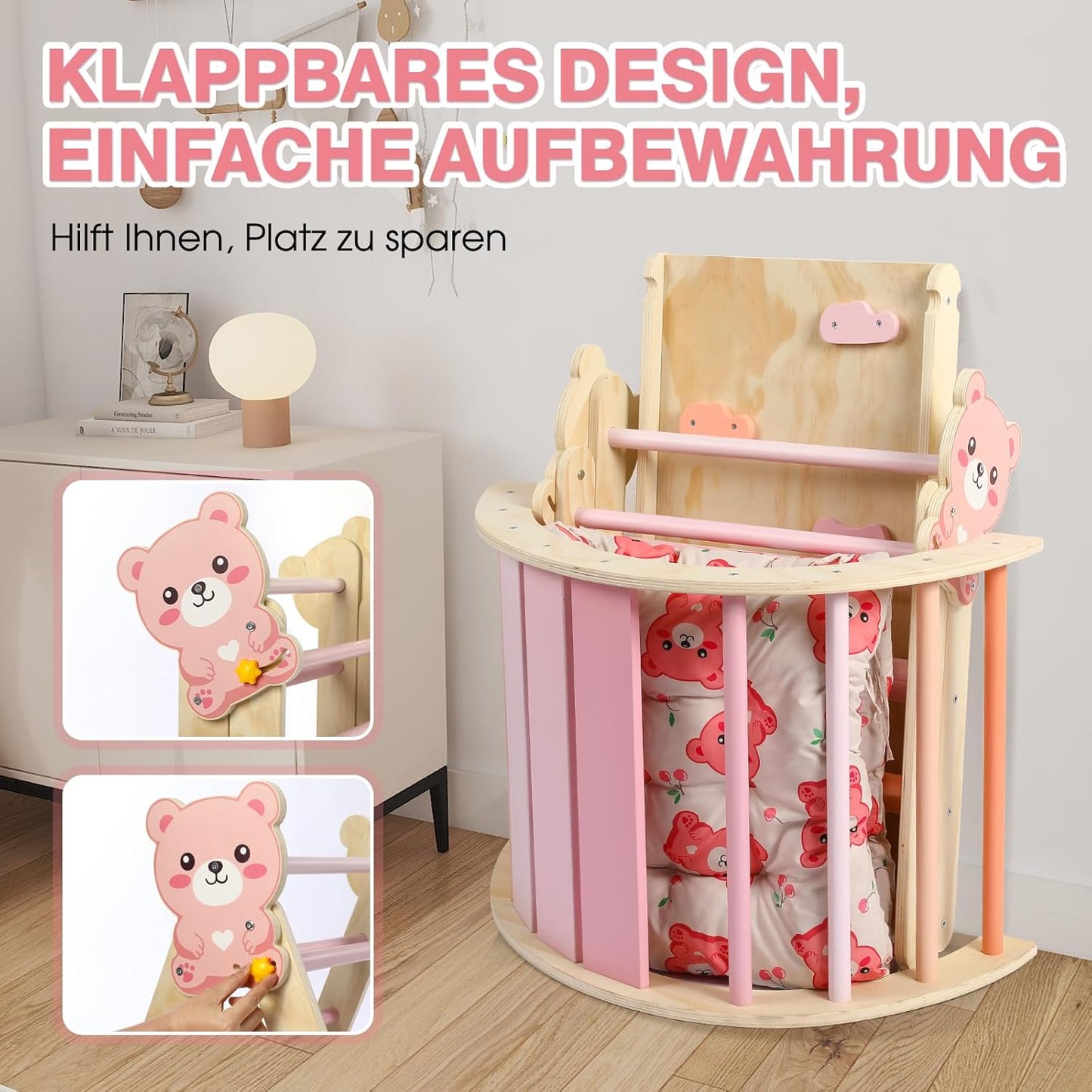Kletterdreieck Set (7-in-1) mit Rutsche, Bärchen
