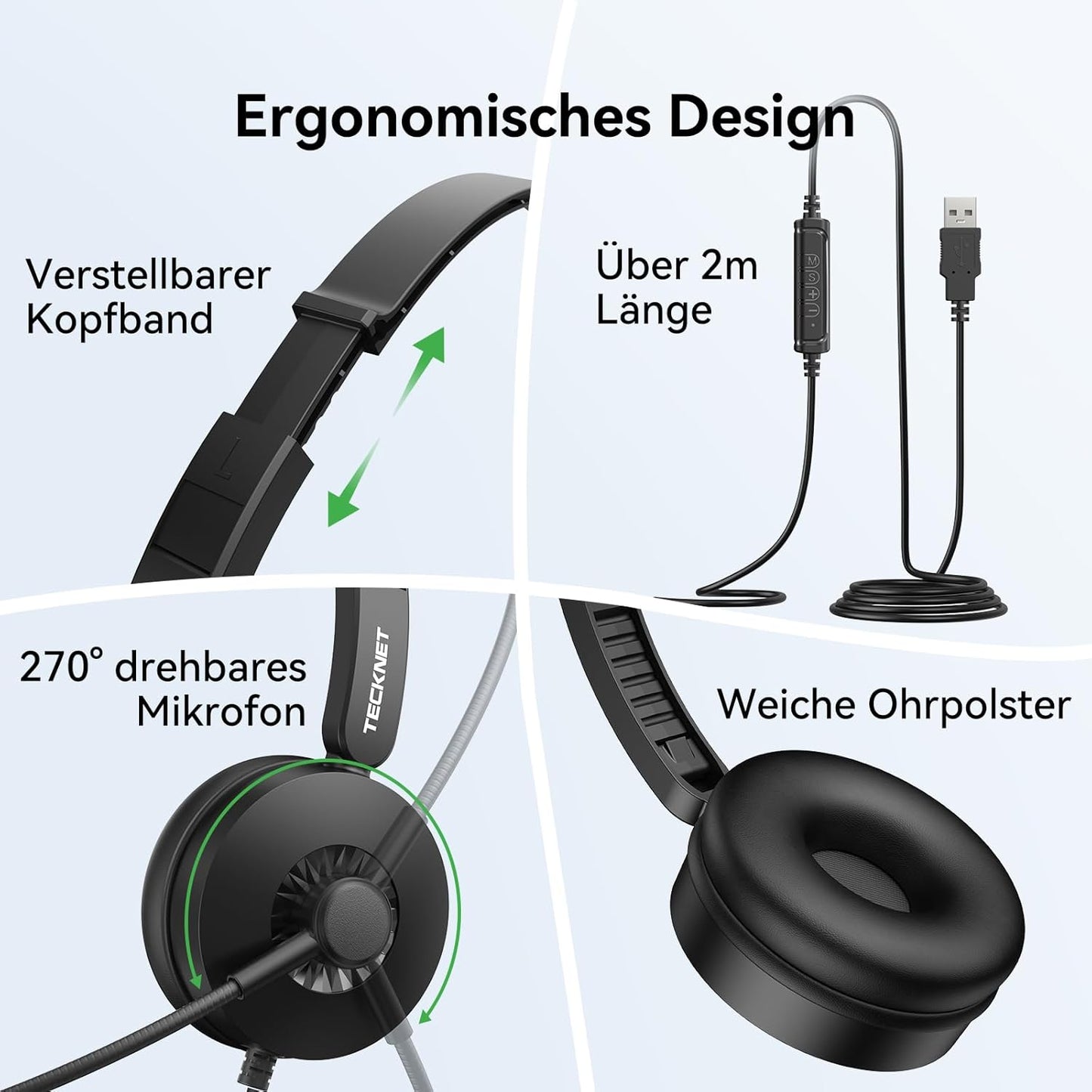 Headset mit Mikrofon, Deep Black