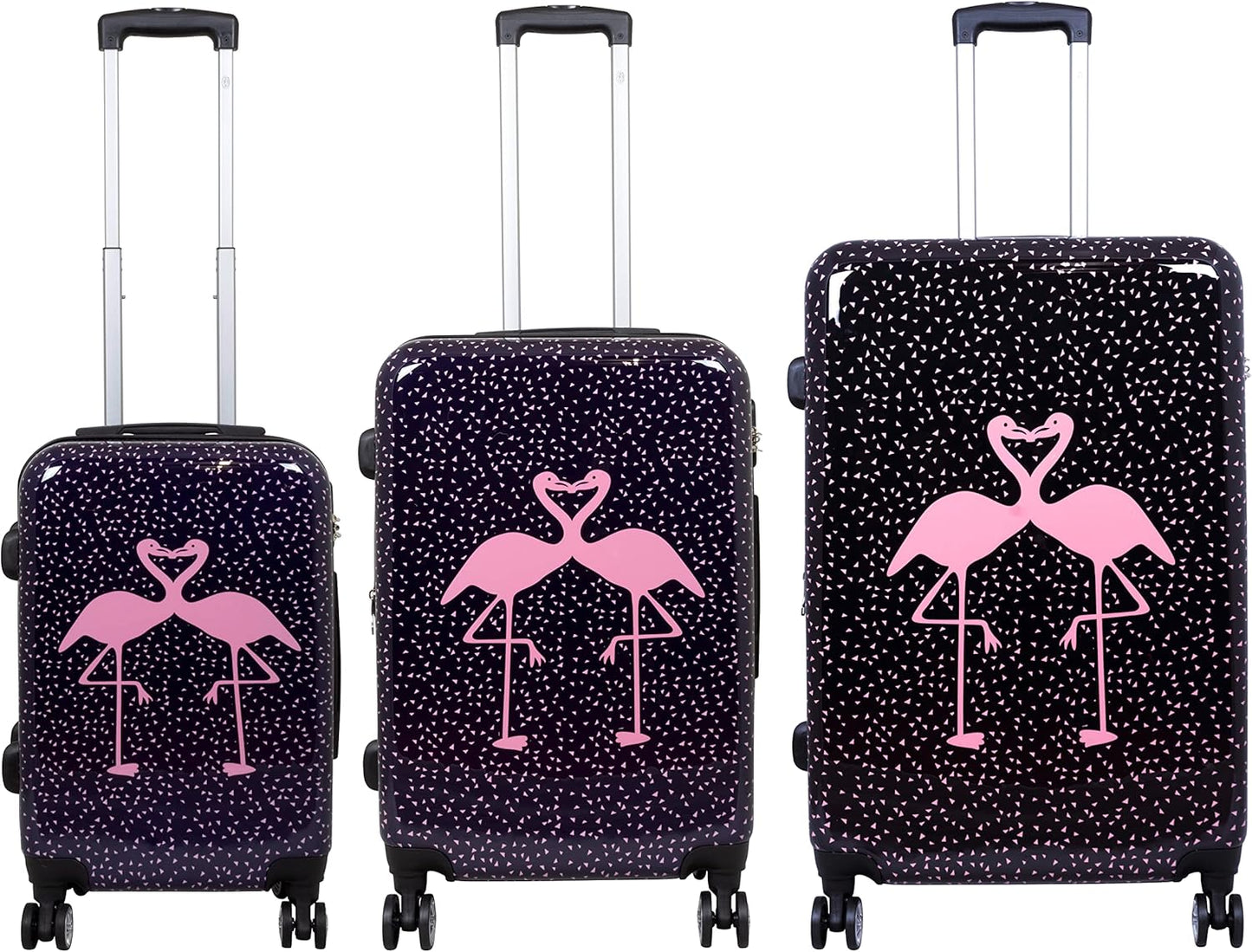 3-teiliges Hartschalen-Kofferset mit Flamingo-Motiv, Kofferset 3-teilig Flamingo