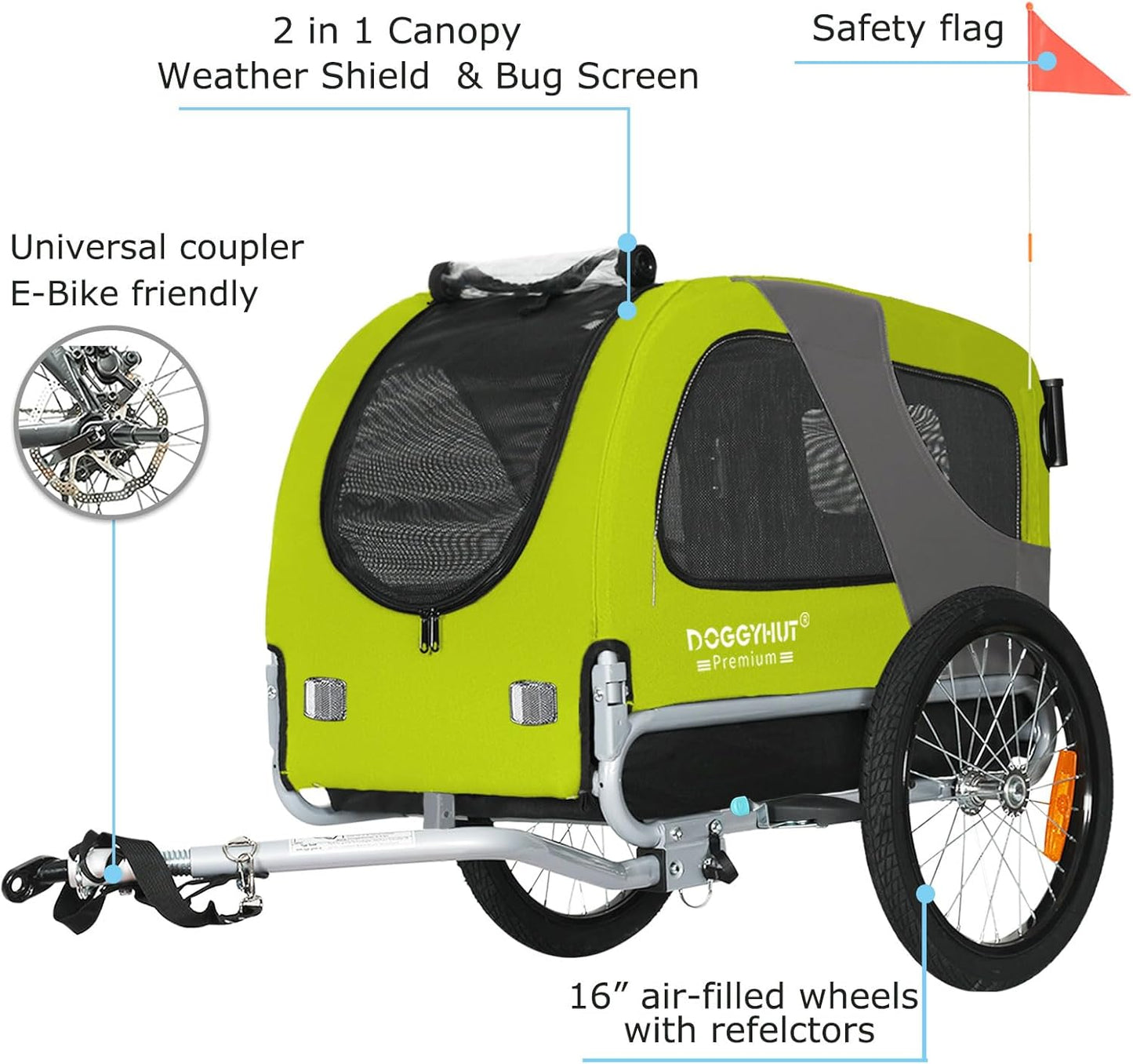 Premium Hundeanhänger 2-in-1 Buggy & Jogger (bis 23kg), Grün
