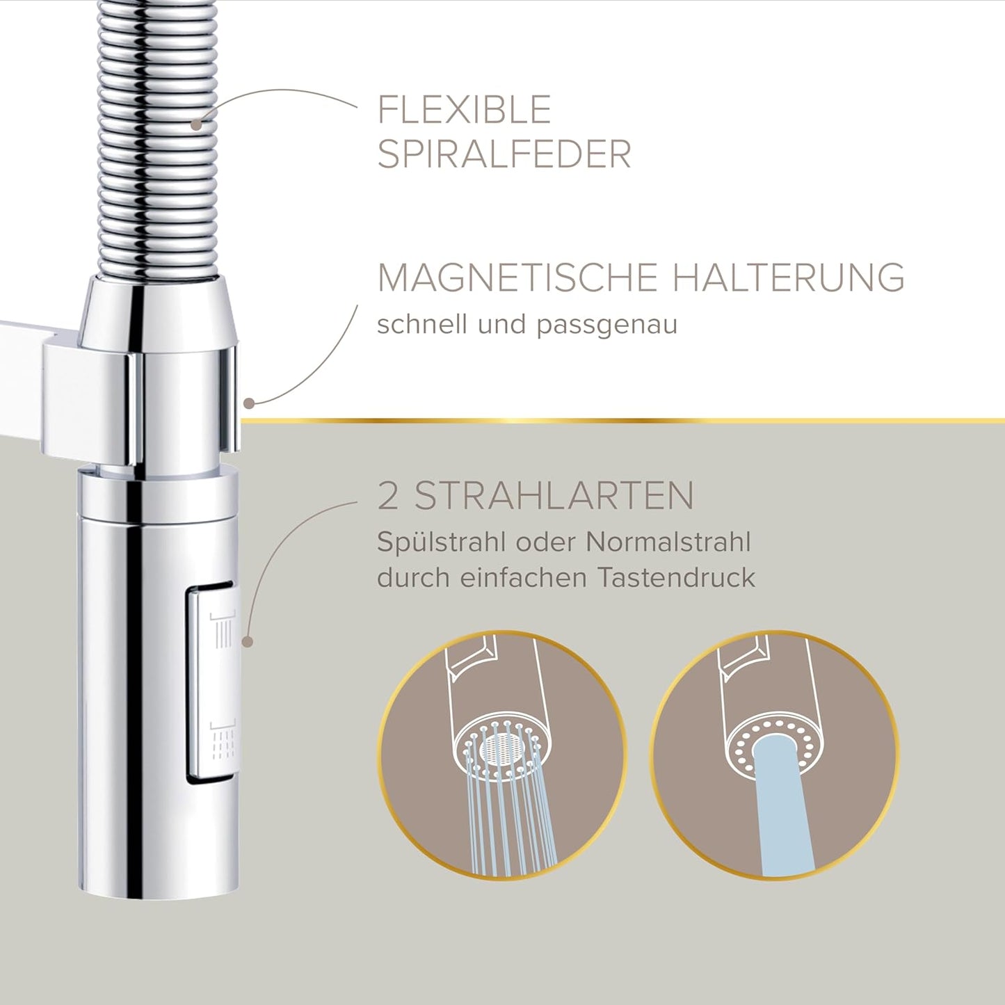 Küchenarmatur ALUNA mit Pendelbrause, 360° schwenkbar, Chrom