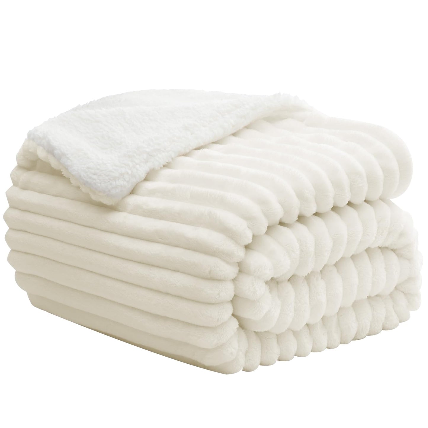 Flauschige Sherpa-Kuscheldecke, Cremeweiss 125 x 150 cm