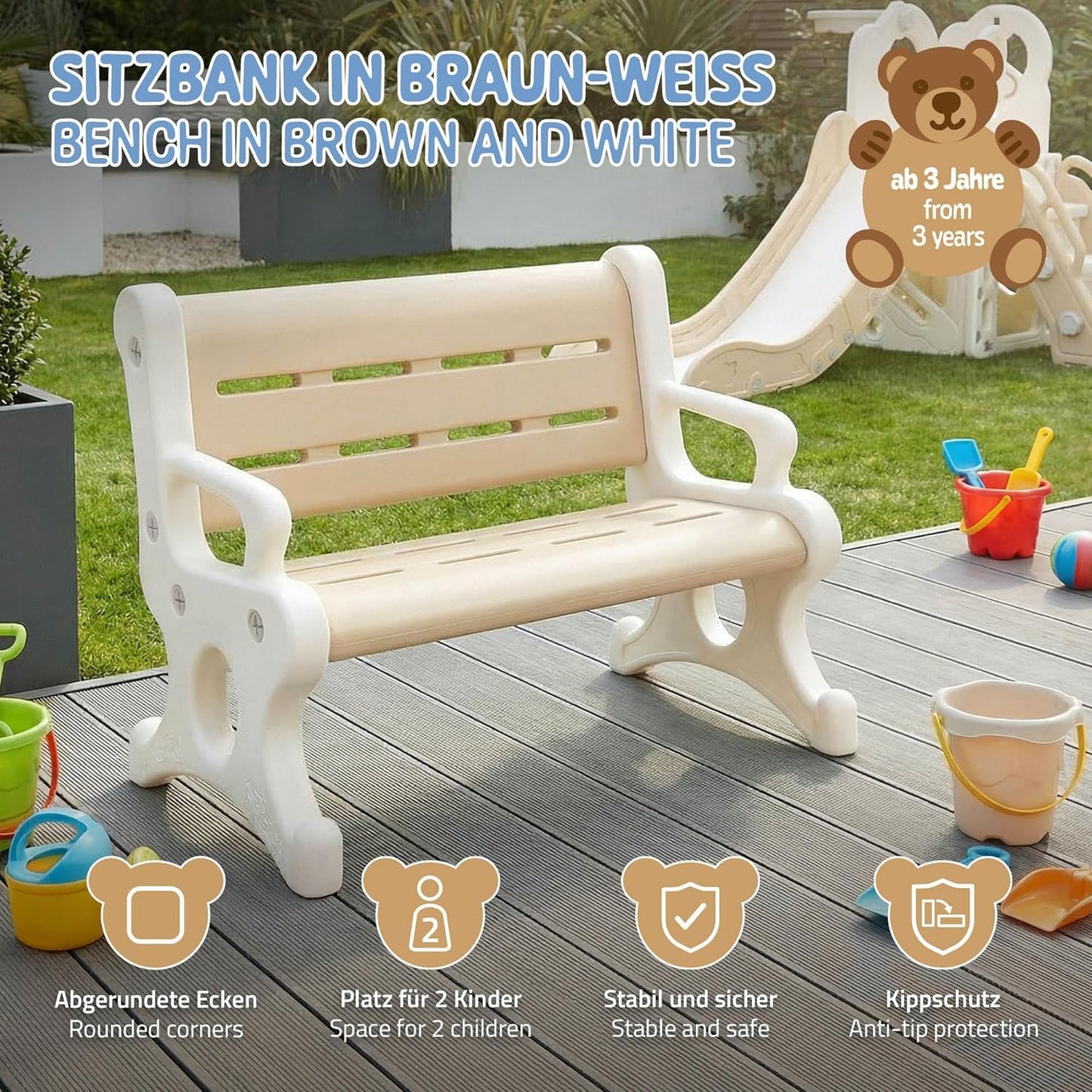 Kindersitzbank Outdoor mit Kippschutz & Stecksystem