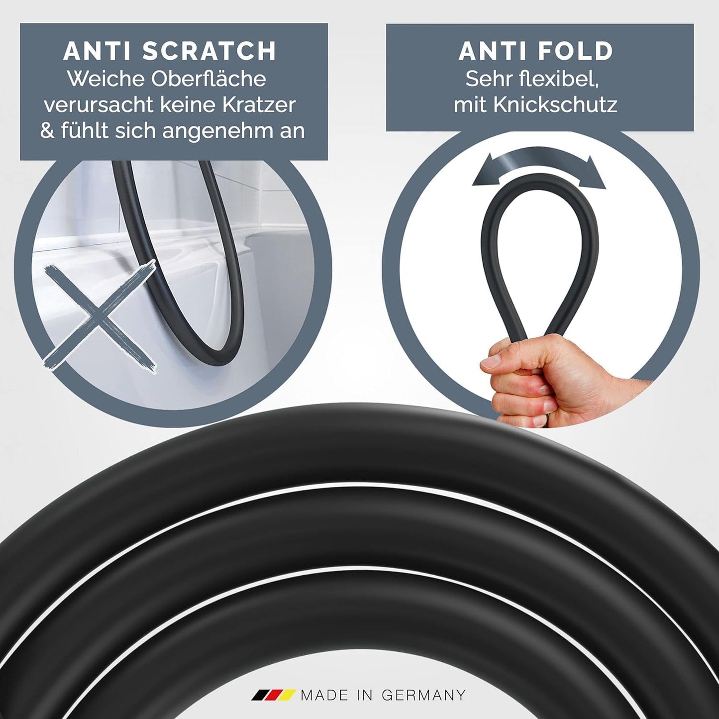 Handbrause mit Schlauch, Duschkopf mit Schlauch 160cm Schwarz PVC