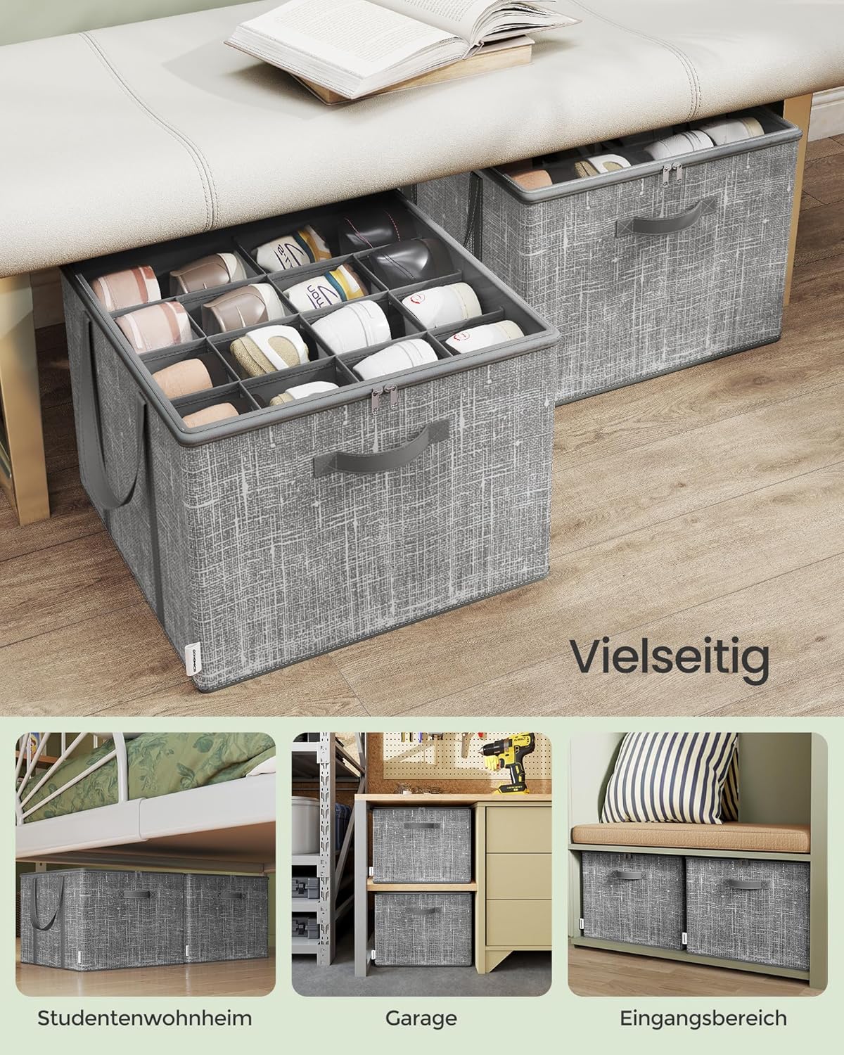 Schuh-Organizer-Set, 2er Set Schilfgrau