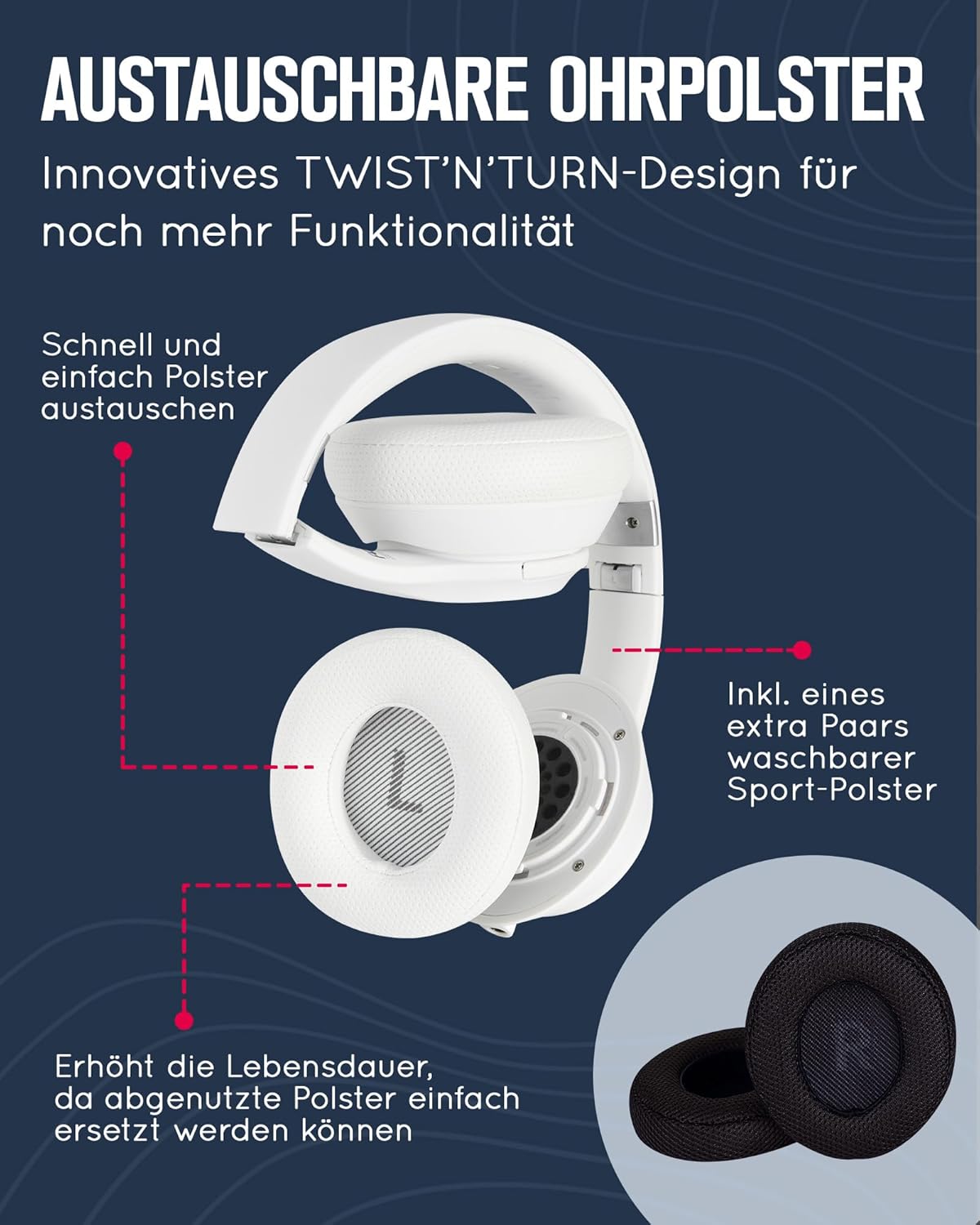 Kabellose Over-Ear Kopfhörer Boom, Arctic White