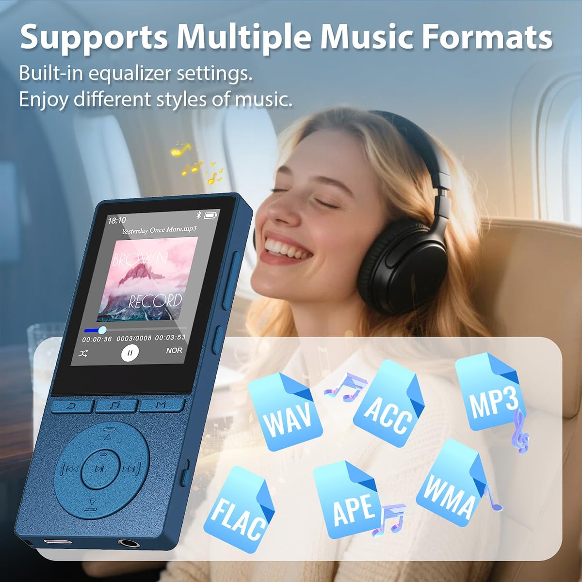 M6 MP3 Player mit Bluetooth und HiFi-Sound, Blau