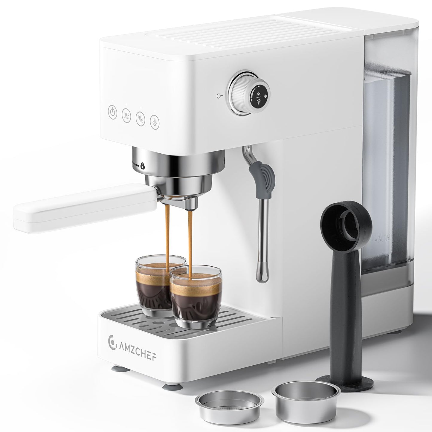 Siebträgermaschine mit Milchaufschäumer, 1.5 Liter White