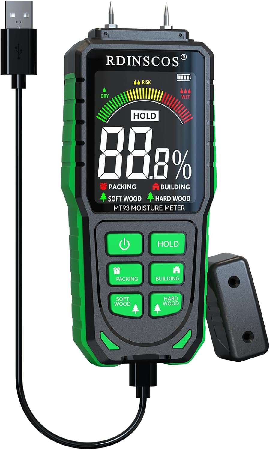 Holzfeuchtemessgerät MT93, Pin-grüner