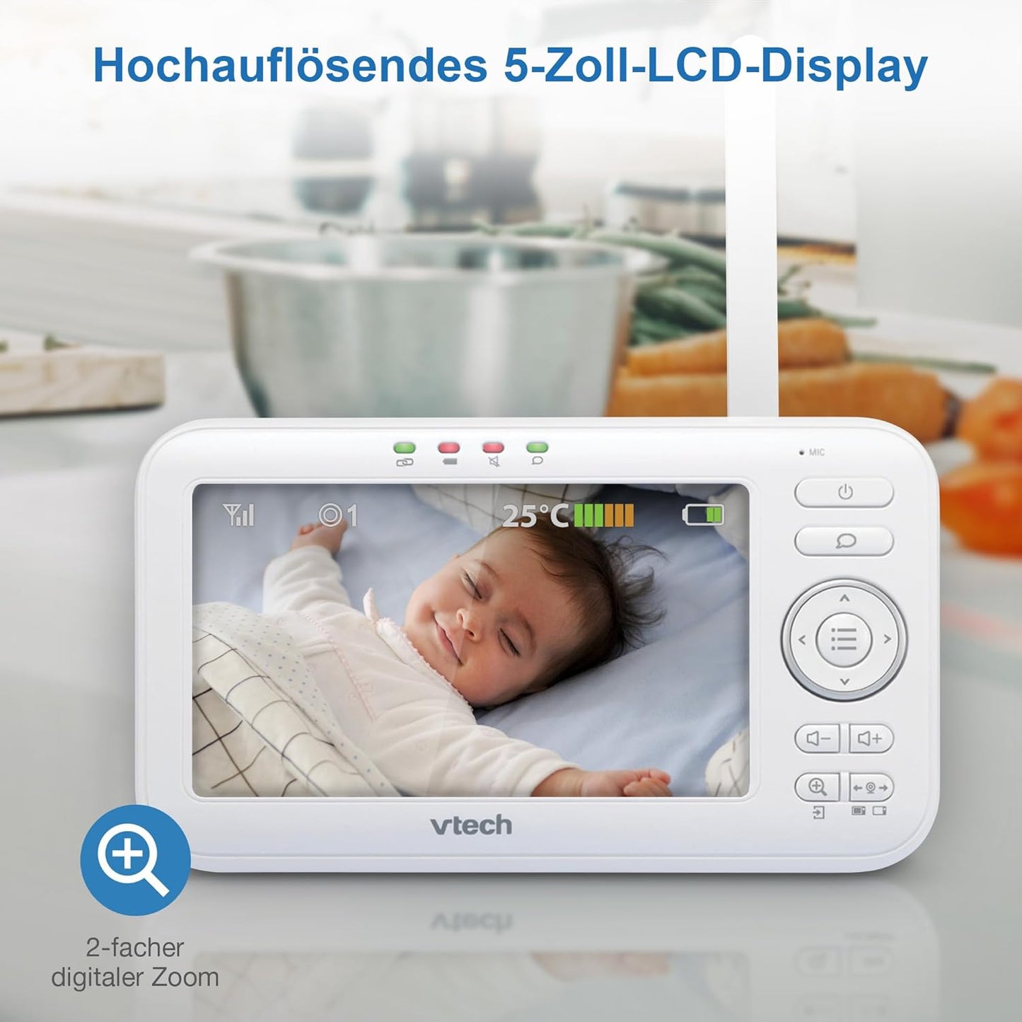 VM5252 Babyphone mit Kamera, Neig&schwenkbare Kamera 5" LCD