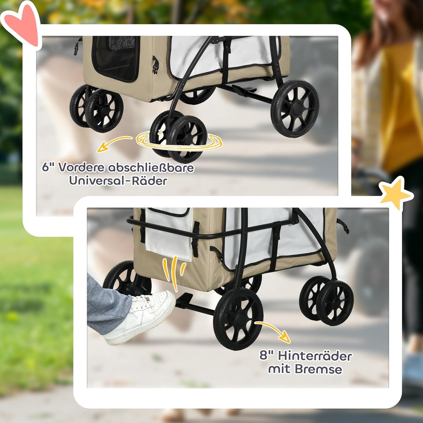 Klappbarer Hundewagen, Khaki