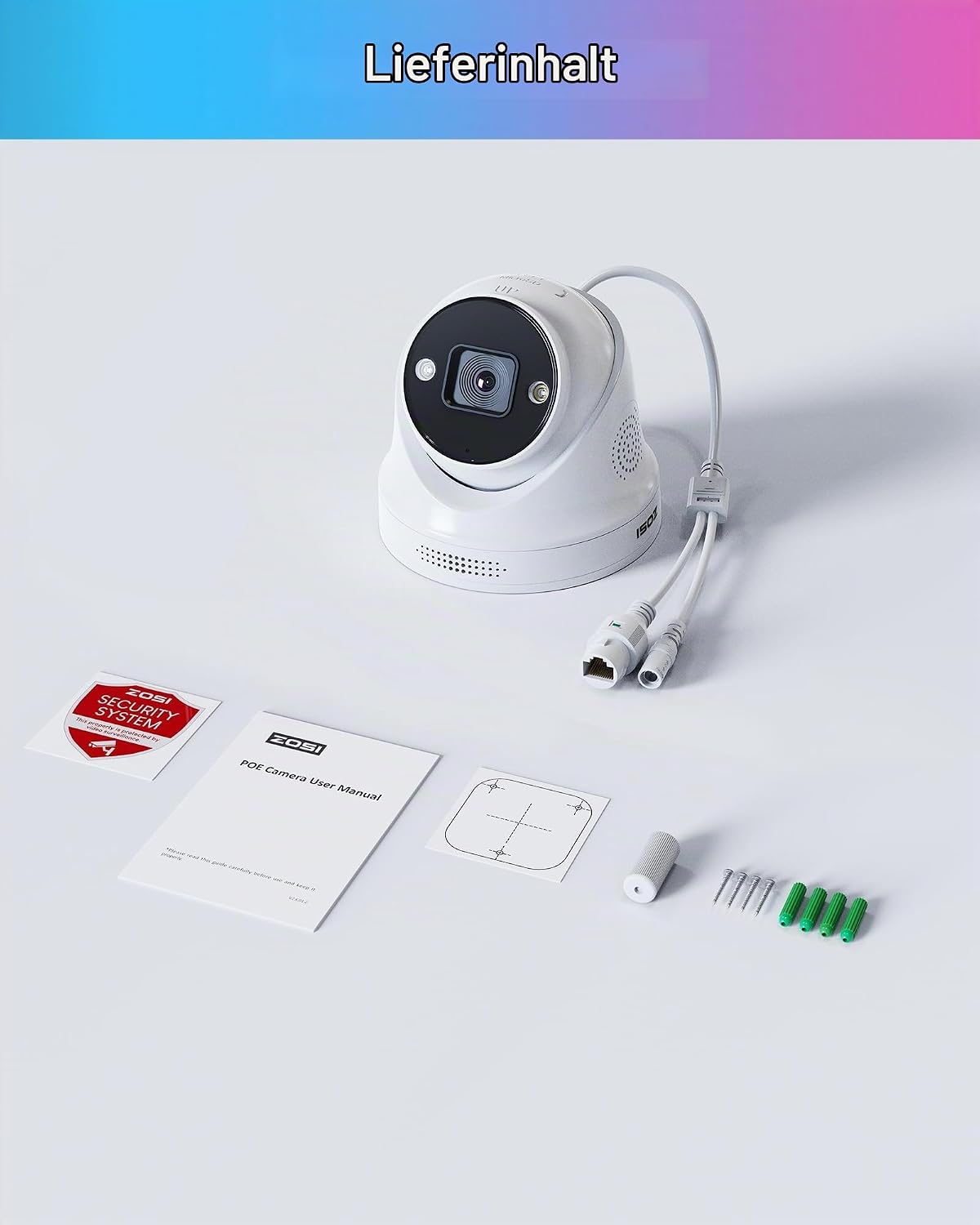 4K PoE Überwachungskamera C225 mit Personen-/Autoerkennung, Weiss 8MP