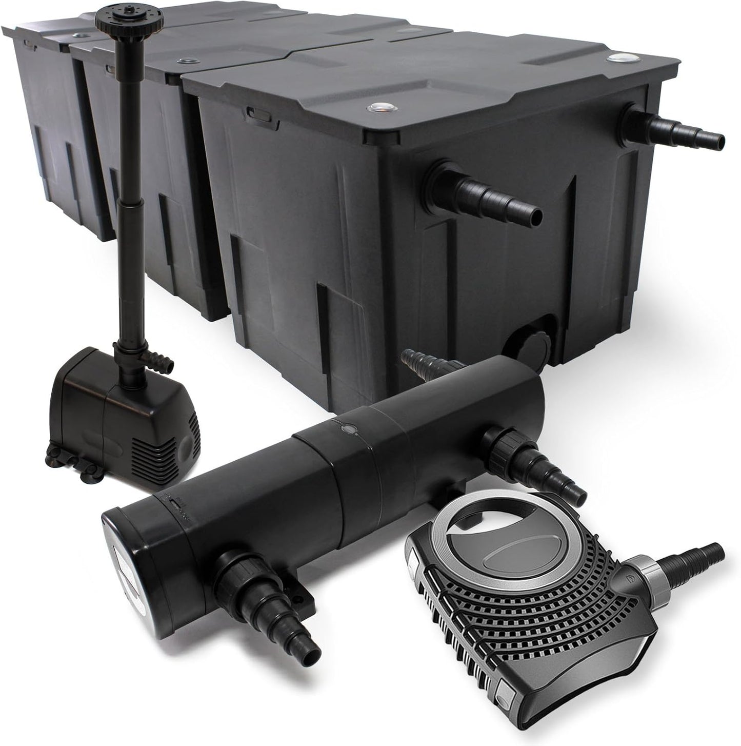 Teichfilter Komplettset, CBF-350C Filter + 10000 l/h Pumpe + 36 W UVC + 16 W Fontänenpumpe