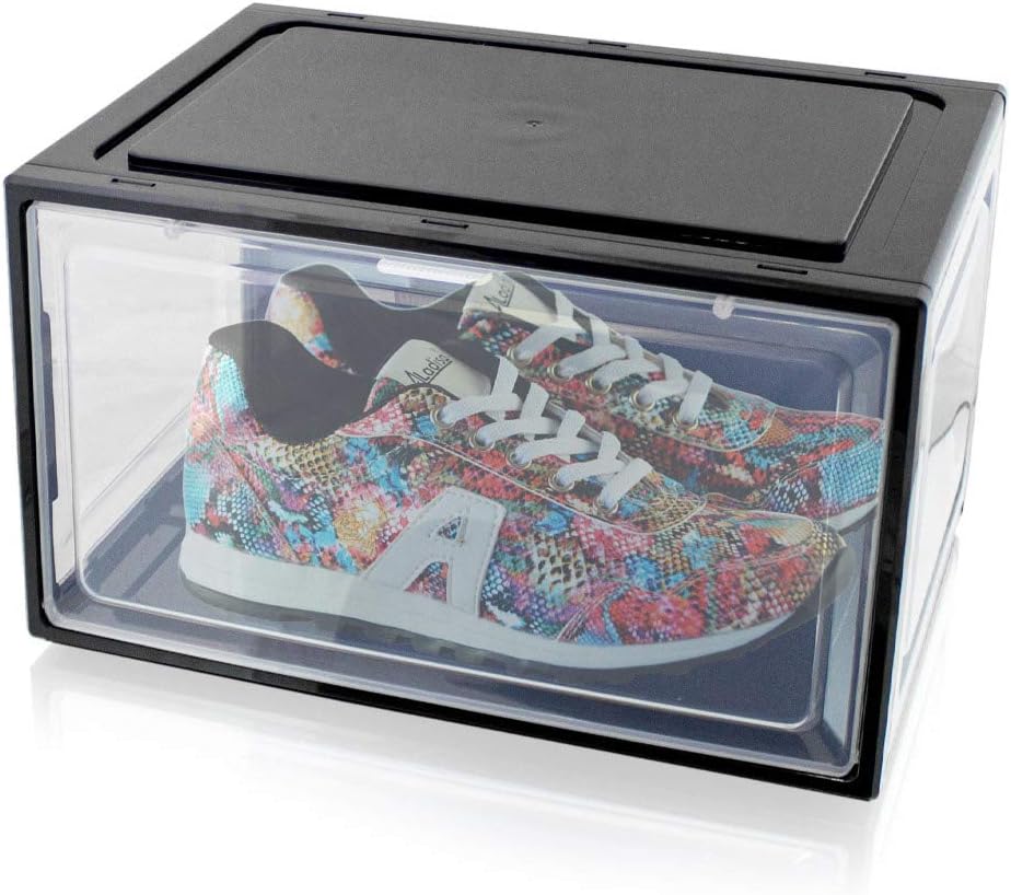 Stapelbare Schuhboxen (3er Set, bis Grösse 47), Schwarz 3er Set