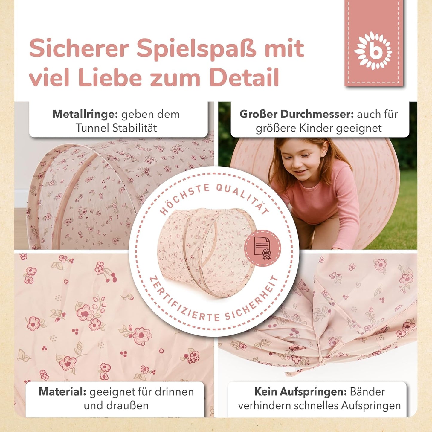 Pop Up Spieltunnel Dreamy Flowers (180 x 46 cm), Dreamy Flowers