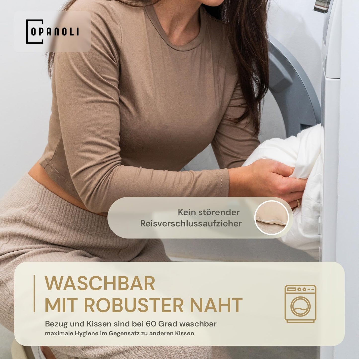 Baumwollbezug für Seitenschläferkissen (waschbar), Beige Nur Bezug