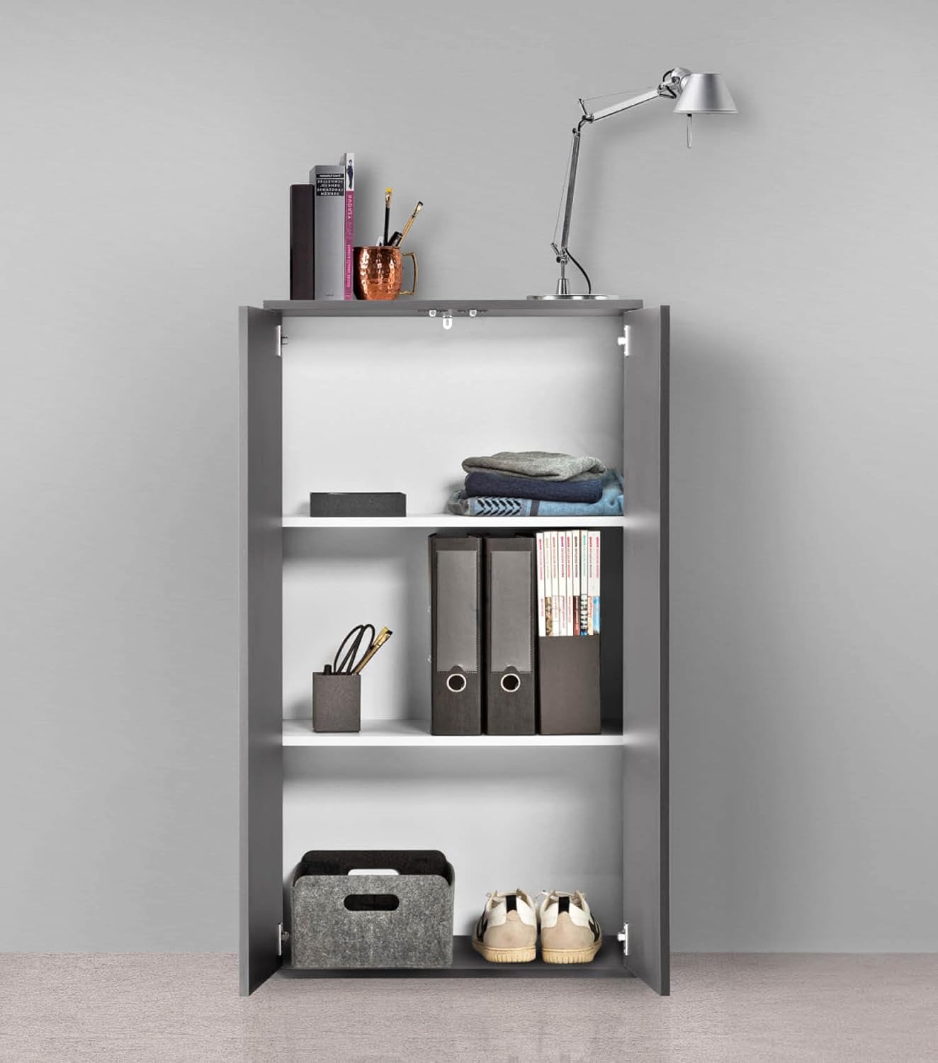 Mehrzweckschrank Serie: Der Schlanke, Höhe 110CM Anthrazit-schwarz