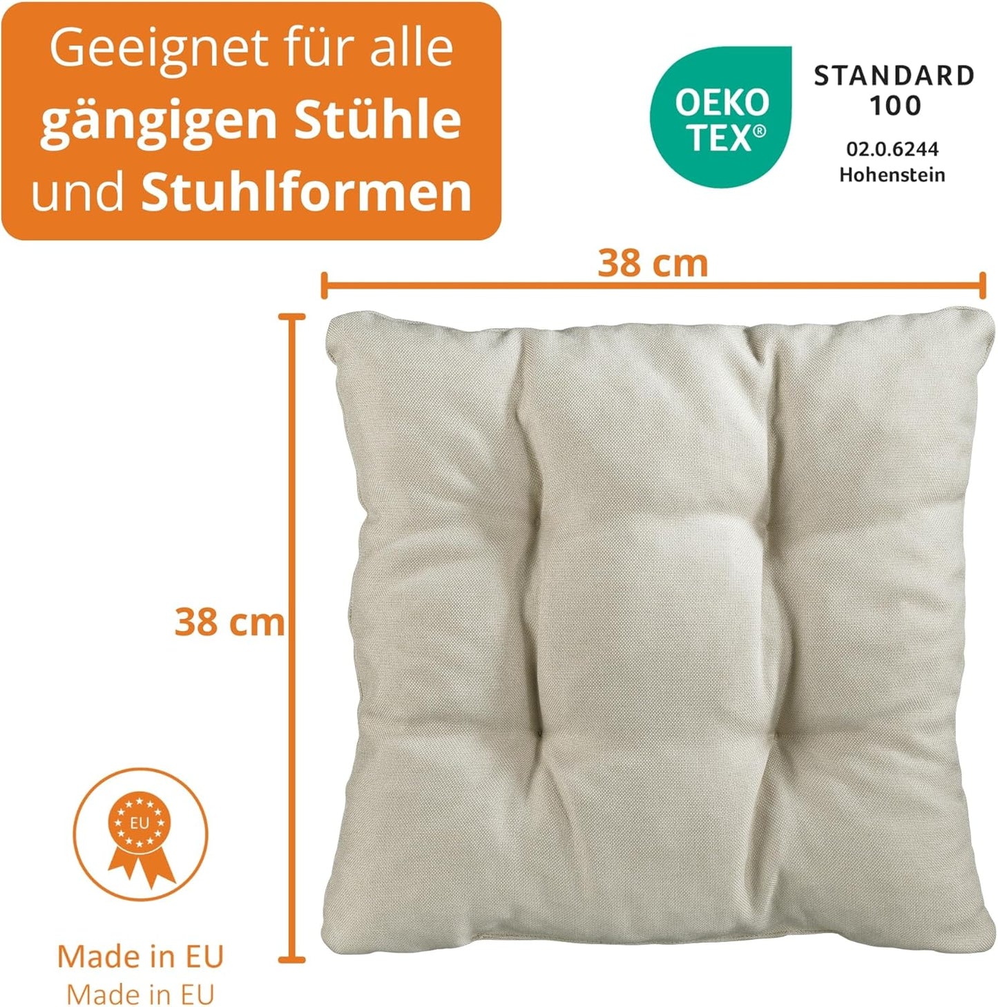 2er-Set Stuhlkissen, Beige 2
