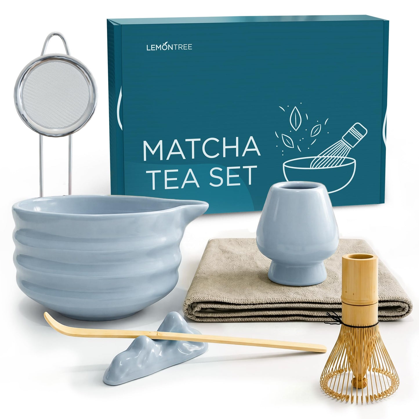 7-teiliges Matcha-Tee-Set, Blau
