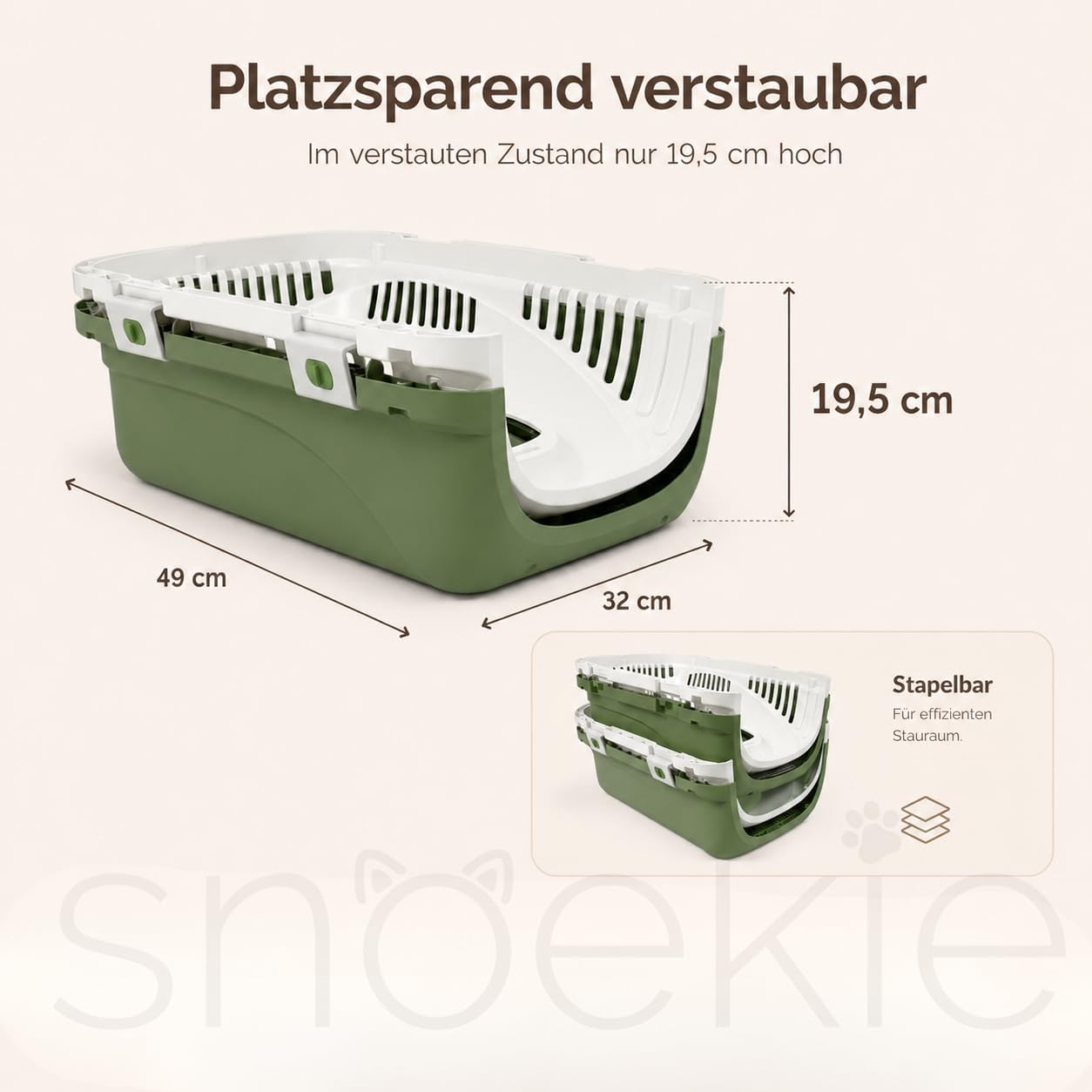 Transportbox für Katzen mit zwei Öffnungen, grün