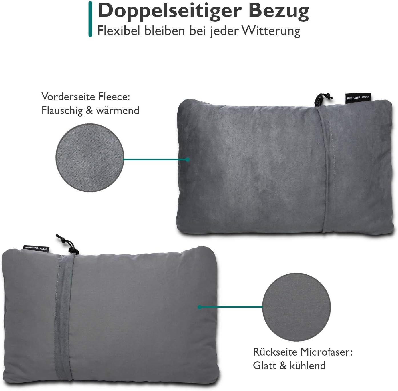 Komprimierbares Reisekissen, Grau