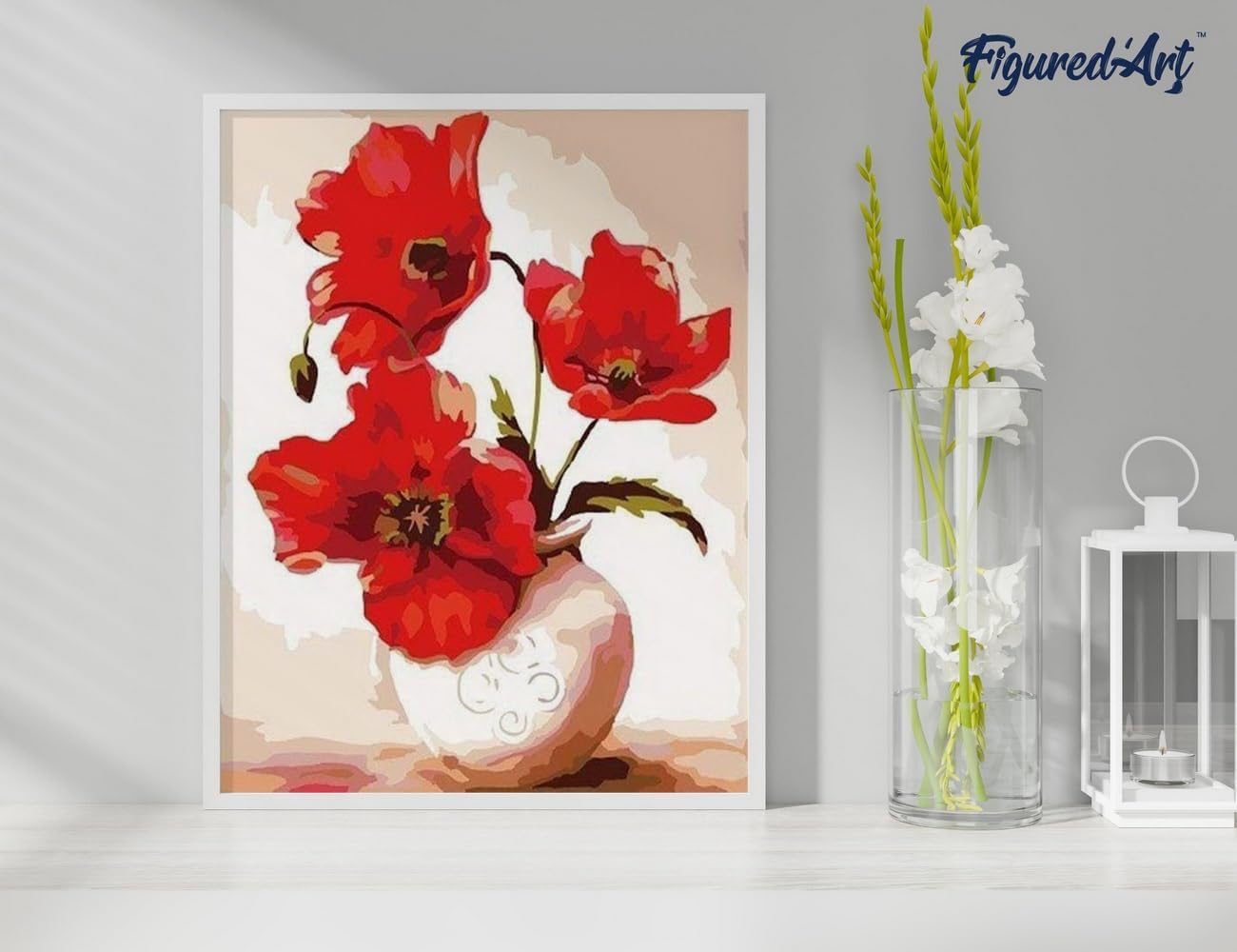 Malen nach Zahlen Set - Schöne rote Mohnblumen, Schöne rote Mohnblumen 40x50cm Mit Keilrahmen (nicht gespannt)
