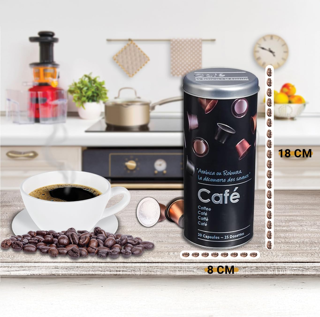 Kaffeepaddose, 2 Stück, Schwarz